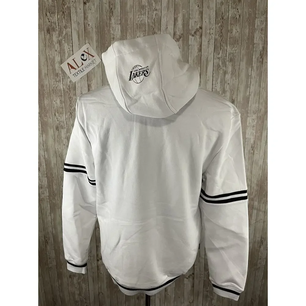 Lakers Hoodie Mens XS White Embossed NBA LOS ANGELES Pullover N150